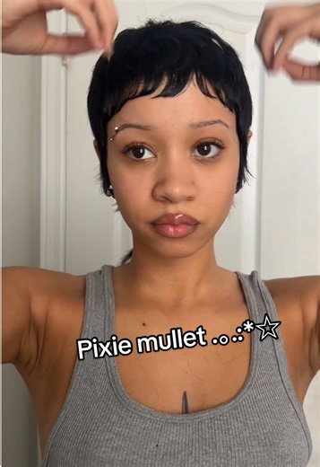 Cutting my bangs for this pixie mullet