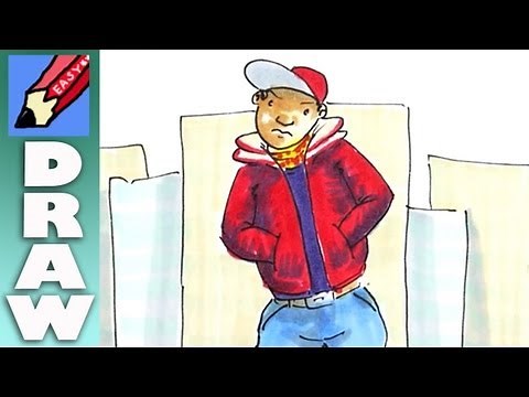 How to draw a Cool dude Real Easy | Step by Step with Easy - Spoken Instructions