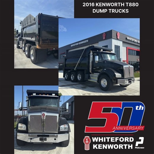  2016 Kenworth T880 Tri-Axle Dump — Ready to Work! MX-13 (455HP), Allison Automatic, Beau-Roc bed, 3.91 rears, 205" WB, and 100-gallon fuel capacity. Save big with Section 179 before year-end!   Call now: Rossford, OH 419-874-3511  Click here to get the scoop on this dump truck: https://bit.ly/4pdQbxP #WhitefordKenworth #T880 #DumpTruck #Section179 #WorkReady #KenworthTrucks #KeepAmericaMoving #WhitefordKenworth50thAnniversary #50thAnniversary | Whiteford Kenworth | Facebook