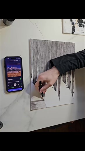 Ink on Paper Time Lapse Drawing Without Rulers