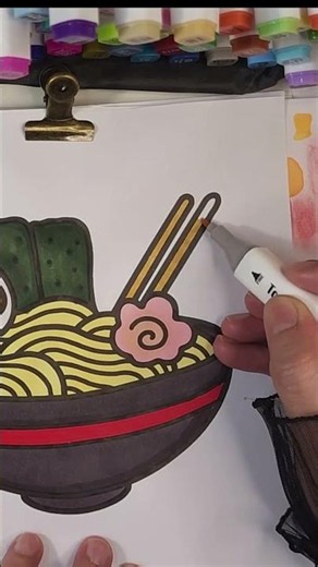 Color With Me | Coloring Ramen Noodles with Ohuhu Alcohol Markers 🍜✨