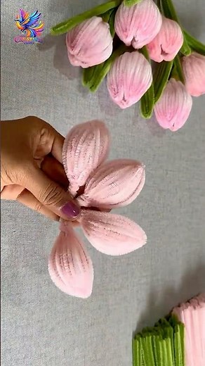 DIY Tulip Flower 🌷 | how to make tulips with pipe cleaners step by step | easy tulip flower craft