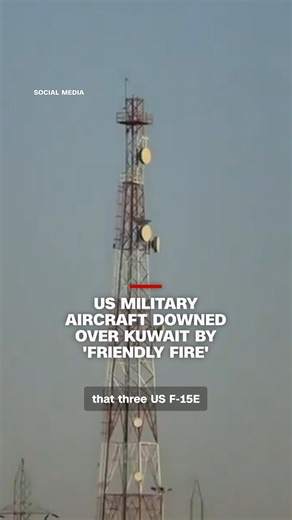 Video geolocated by CNN show a US military aircraft crashing and crew parachuting to the ground in Kuwait. US Central Command said three US F-15E fighter jets were lost to "friendly fire" amid ongoing strikes from Iran. https://cnn.it/4u41HPd | CNN