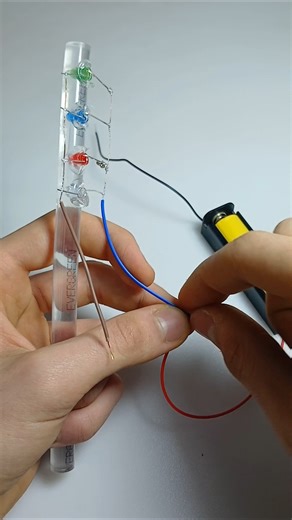 DIY LED Electronics Experiment | Hot Glue Stick Light Invention!#diy #inventions #project #shorts