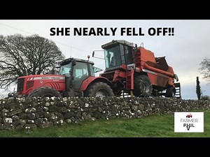 COMBINE RESCUE MISSION NEARLY ENDS IN DISASTER -- SCRAPING OUR BURNT MASSEY 32 COMBINE