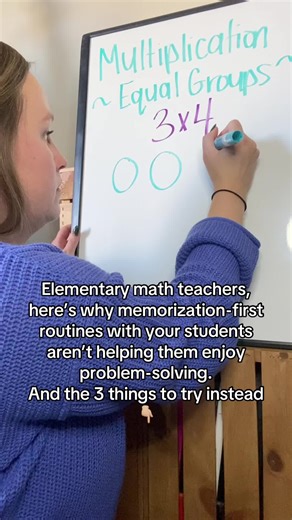 Instead of prioritizing memorization… try this 👇🏼 1️⃣Start with game or puzzle style tasks that get kids excited 2️⃣Let students TALK through strategies and their thinking before worrying about correct answers 3️⃣Use frequent practice after they understand, not before Let’s stop making problem-solving feel like a chore 💕 #teacher #teacherresources #elementaryteacher #teachertok #mathresources