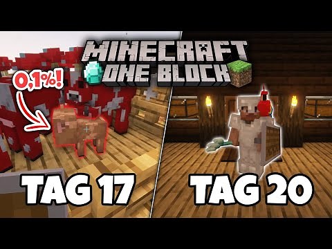 Ich habe 20 TAGE MINECRAFT ONE BLOCK gespielt und DAS ist passiert! | 0,1% BABY PILZKUH!