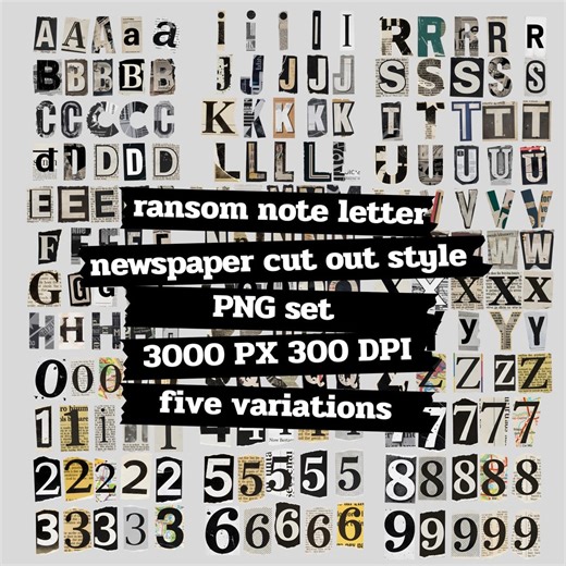 Ransom Note Letters PNG Newspaper Cutouts Scrapbook Alphabet Images Junk Journal Vintage Collage Typography - Etsy