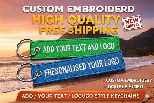 Custom Embroidered Keychain, Personalized Text and Logo Double Sided Key Tags, Bulk Wholesale Free Shipping - Etsy