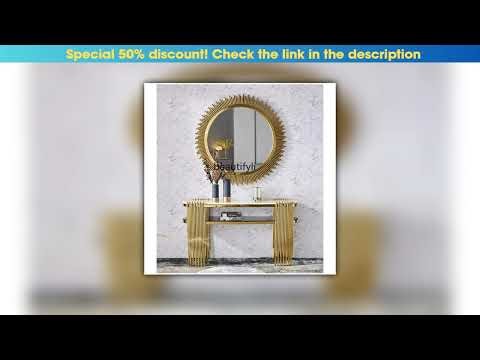 Top Modern living room furniture set, corridor console, gold stainless steel entrance table, marble