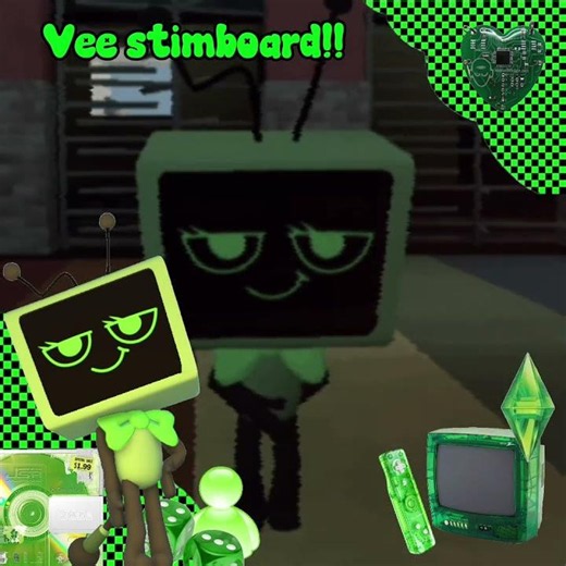 VEE!!!!! TW: none, Song? She’s homeless remix, toon? VEE DUMMY! #vee #stimboard #dandysworld