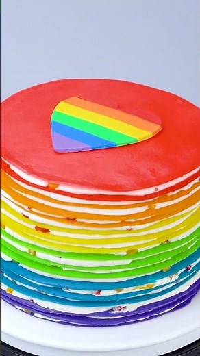Ultimate DIY Rainbow Layer Cake Tutorial 🎂🌈 ##Crepe #Cake #Oddly #Satisfying