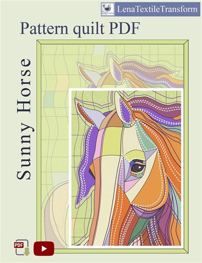 Sunny Horse Quilt Art Pattern, Applique. 28" X 39" (70 X 98 Cm). - Etsy