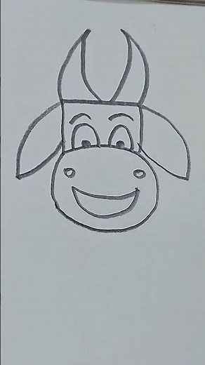 how to draw cow face with 5 #simple #nature #cow #easydrawing #simpledrawing