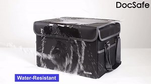 DocSafe File Box Fireproof File Storage Organizer with Lid,Collapsible Document Storage Filing Case for Hanging Letter/Legal Folders,Portable Home Office Safe Cabinet with Handle,Black