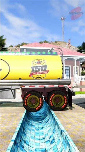 Truck Tow Trailers vs Reverse Speedbump | BeamNG Drive 🚚 #short #beamng #beamngdrive #trucksvs