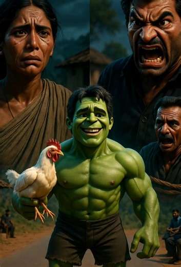Papa ke liye Hulk ne sab daav pe laga diya 💚😢 Murga ➝ Gunda ➝ Kushti ➝ ₹70 Lakh 💪🔥 ❤️ Like | ➕ Follow for more stories 📌 Marvel Heroes Emotional Story Hashtags: #MarvelHeroesEmotionalStory #Hulk #EmotionalStory #PapaKeLiye #VillageDrama