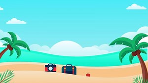 Download Summer Vacation Background with Palm Trees and Beach Animation for free