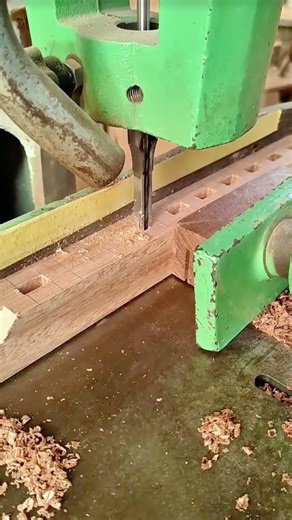Professional Hollow Chisel Mortiser Machine Creating Square Holes in Solid Wood Pieces