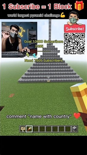 1 Sub = 1 Block 😳 Pyramid Challenge STARTS! | Hour 0 🧱🔥 #1Sub1Block #Minecraft #Gaming #Shorts