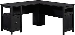 Sauder Cannery Bridge L-Shaped Office Desk with Storage Drawer and Self, in Raven Oak