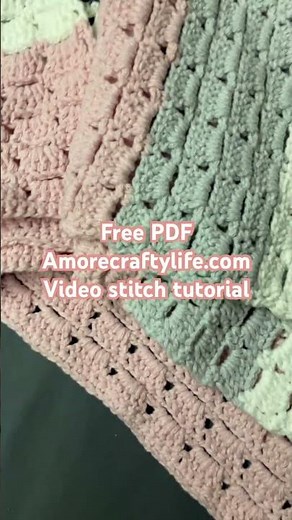 Pink gray stripe baby blanket pattern box stitch Easy Double Crochet #crochet #crochetpattern
