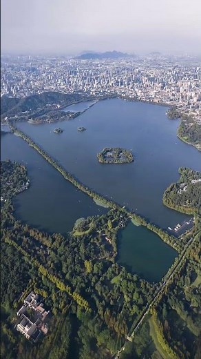 Aerial panoramic view of West Lake in Hangzhou, carrying a thousand years of cultural history #lake