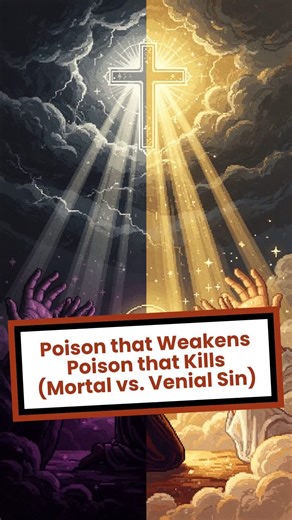 POISON THAT WEAKENS / POISON THAT KILLS ☠️🧪 (on venial sin vs mortal sin) Ever hear: “Sin is sin”? Sure… in the same way that “injury is injury.” Scripture is blunt: “There is sin that leads to death… and there is sin that does not.” (1 John 5:16–17) So no—not all sin is the same. Venial sin is real. It wounds love. It fogs the conscience. It’s the slow leak. Mortal sin is real. It breaks communion with God. It’s the engine fire. One is poison that weakens… the other is poison that kills. And t