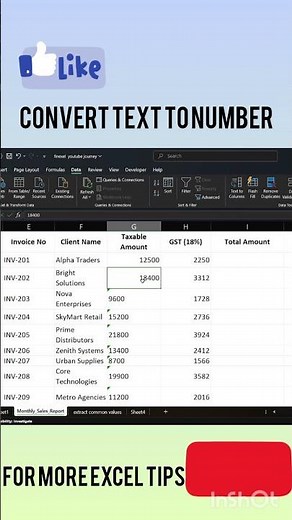 convert text to number in excel #excelforbeginners #excel #exceltips #excelfunction #exceltricks