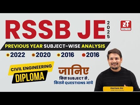 RSMSSB JE Subject wise Weightage Civil Diploma | RSSB JE Vacancy 2024 Analysis & Strategy
