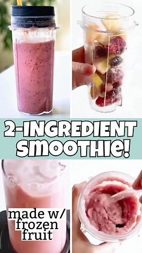 This 2-minute, 2-ingredient frozen fruit smoothie is perfectly ice-cold and thick. It can be made with any milk or frozen fruit! | Mom Spark