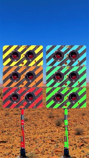 【踏切アニメ】並び立つカラフルなふみきりカンカン 😂😂😂 Colorful railroad crossings lined up side by side 😂😂😂