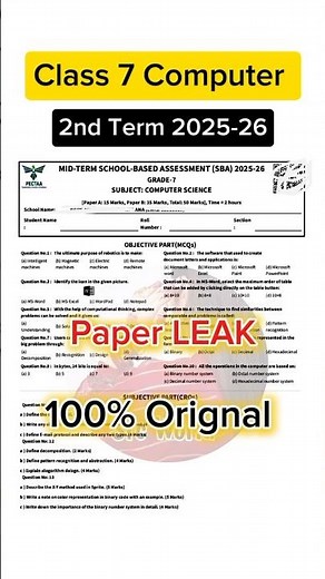 7th class Computer SBA 2nd term paper 2025-26 #short #shorts #sba2025 December 6, 2025