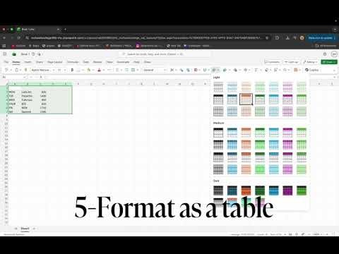 creating an excel column chart