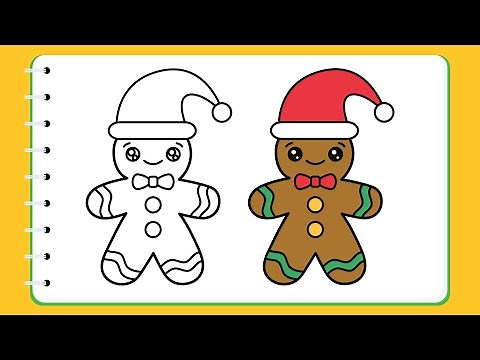 How to Draw a Gingerbread Man with a Santa Hat | Step-by-Step Tutorial