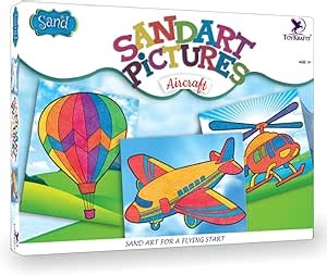Toykraft Sand Art Kit, Toddler Craft for Kids 3 to 5, Peel and Stick Picture, Gift for Boys and Girls - Aircraft