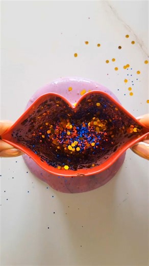 glitter red slime asmr 💋#asmrvideos #slimeasmr #glitter #redslime