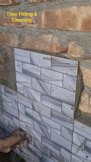 After installing the tiles on the wall, I measured and straightened them with a string.#tile #videos