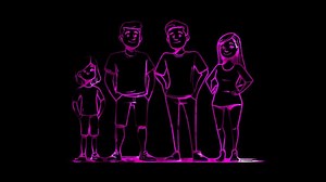 Download Neon frame effect, Family Represents family unity on black background for free