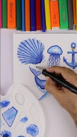 Sea creatures drawing easy step by step tutorial for beginners using ARdrawing app #draw #drawing