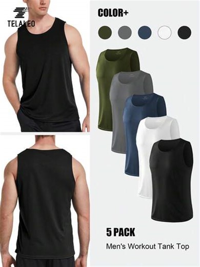 5 Pack Men's Quick Dry Workout Tank Tops Breathable Gym Sleeveless Muscle Shirts For Active Men | SHEIN