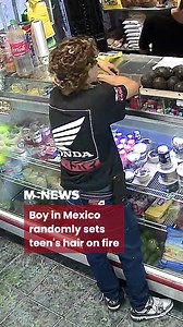 Boy in Mexico randomly sets teen's hair on fire As a result of the incident, the teen had to get a haircut to remove the burnt hair.