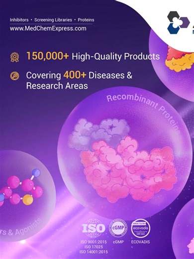 𝐌𝐞𝐝𝐂𝐡𝐞𝐦𝐄𝐱𝐩𝐫𝐞𝐬𝐬 (𝐌𝐂𝐄) – 𝐘𝐨𝐮𝐫 𝐓𝐫𝐮𝐬𝐭𝐞𝐝 𝐏𝐚𝐫𝐭𝐧𝐞𝐫 in Life Science Research 🗂️MCE provides 𝐡𝐢𝐠𝐡-𝐪𝐮𝐚𝐥𝐢𝐭𝐲, 𝐈𝐒𝐎-𝐜𝐞𝐫𝐭𝐢𝐟𝐢𝐞𝐝 research reagents for scientists worldwide: · 200 Specialized 𝐂𝐨𝐦𝐩𝐨𝐮𝐧𝐝 𝐋𝐢𝐛𝐫𝐚𝐫𝐢𝐞𝐬 · 100,000 𝐈𝐧𝐡𝐢𝐛𝐢𝐭𝐨𝐫𝐬 & 𝐀𝐠𝐨𝐧𝐢𝐬𝐭𝐬 · 14,000 𝐑𝐞𝐜𝐨𝐦𝐛𝐢𝐧𝐚𝐧𝐭 𝐏𝐫𝐨𝐭𝐞𝐢𝐧𝐬 · 2,000 𝐀𝐃𝐂-𝐫𝐞𝐥𝐚𝐭𝐞𝐝 𝐩𝐫𝐨𝐝𝐮𝐜𝐭𝐬 · 𝐎𝐧𝐞-𝐒𝐭𝐨𝐩 Compound Screening Platform · 𝐜𝐆𝐌𝐏 Small Molecules for cell the