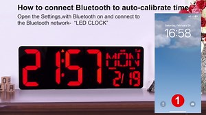 XREXS 17.2" Large Digital Wall Clock Bluetooth Sync Time, Precise Atomic Clocks with Remote Control, Adjustable Dimmer Grandfather Clock, Temperature for Bedroom, Desk Alarm Clock for Elderly