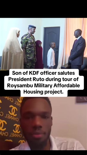 Son of KDF officer salutes President Ruto during tour of Roysambu Military Affordable Housing project…. #v#viralvideov#viraltiktokv#videot#tiktokindiat#tiktok#kenyantiktokers#ohanglamusic#politics#maandamano#kenyancomedy🇰🇪