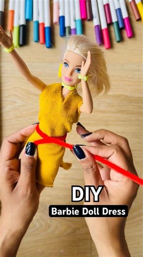 DIY Barbie Doll dress 😱 #crafteraditi #barbiedoll #shorts #barbiedollclothes #handmade #diy ​⁠