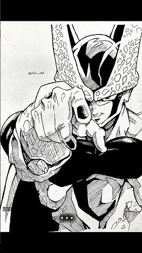 Drawing cell ✍️ perfect cell #shortsviral #shorts #art #animeeart #dbz