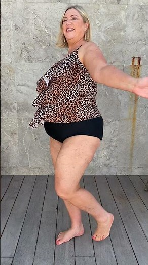 3 Tier Tankini Top in Leopard for a Rounder Tummy Figure