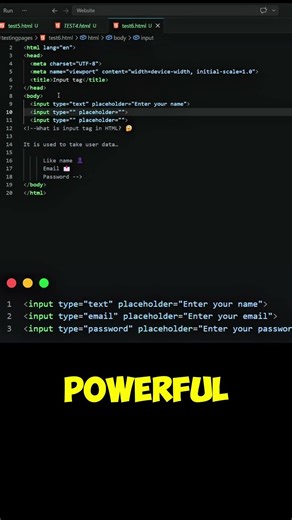 "What is Input Tag? 😳” #coding #programming #html #css #viral #shorts #foryou #codingtips