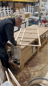 🚨👉 WATCH…….Our Face Frame Assembly Process👌 Adding these face frames to all our cabinetry creates an attractive and substantial look. We offer these in either a beaded or plain style ( as shown ) and for a super strong fixing on these we use our Hoffman dovetail key joints 🔨 #farmhousefurniture #cabinetmaking #customfurniture #bespokefurniture | Farmhouse Furniture